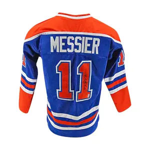 Mark Messier Edmonton Oilers Autographed Signed Pro Style Blue Jersey - Size Small (CX Auth)
