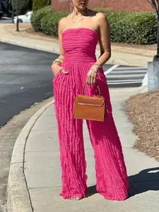 Women's Plain Tube High Waist Fit Jumpsuit, Casual Sleeveless Jumpsuit for Summer, Fashion Women's Clothing for Daily Wear