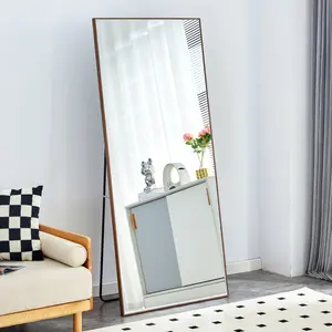 High end and high-quality,Full body mirror, floor mirror,Fourth generation solid wood frame long mirror, dressing mirror, bedroom foyer, decorative mirror, clothing store, floor to ceiling mirror, wall mounted. 71 "* 31.4"for Home Decor