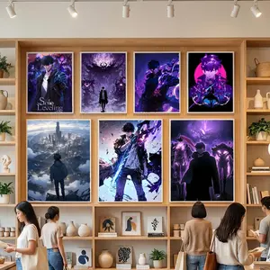 popular anime S-Solo L-LevelingS Poster HD Heavy-Duty Self-Stick Waterproof Wall Decor Tool-free durable Conceals wall flaws elevates style for living rooms bathrooms & kitchens