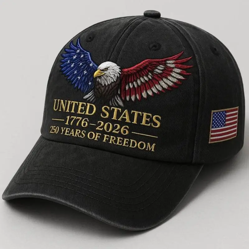 Patriotic Eagle Embroidered Cap Embroidered Eagle Flag Red Cap – Patriotic Military Hat | 3D  main image 3