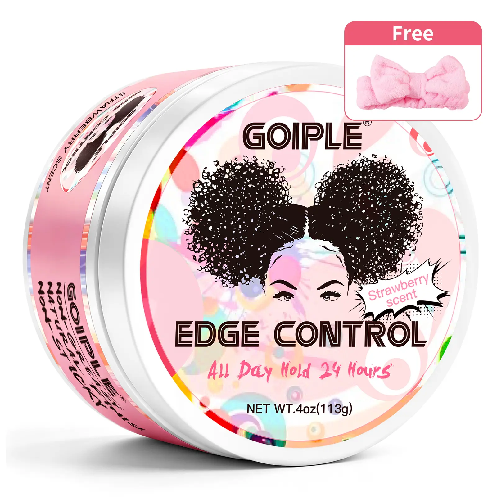Edge Control Biotin Strawberry Scent 24 Hours Strong Hold Haircare Gel with Sleek Modern Design and Minimalist Aesthetic