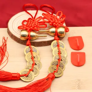Copper Gourd Five Emperors Money Chinese Knot Tassel Hanging Ornament to Deflect Negative Energy and Bring Wealth to the Home with Chinese Knot Good Luck