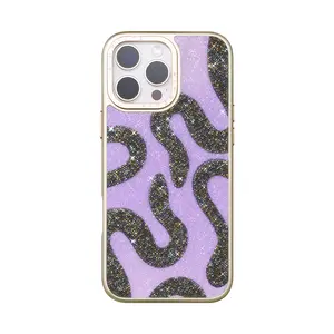 GLOWFATE Luxury Crystal Snake Skin Phone Case | Shockproof Magnetic Protection | Fits iPhone 16/14 Pro Max Series