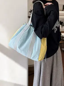 Minimalist Nylon Crossbody Bag, Adjustable Drawstring Closure, Versatile Shoulder & Handbag, Unisex Design, Daily Commute & Leisure