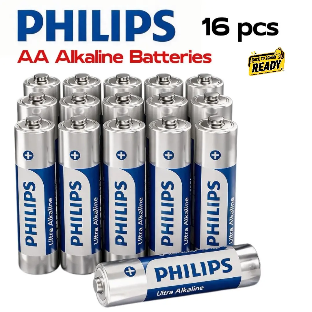 PHILIPS AA Standard Alkaline Batteries, 16-Pack 1.5V Non-Rechargeable Batteries with 10-Year Shelf Life, Leak-Proof Mercury-Free Long-Lasting Power for TV Remote, Toys, Xbox Controllers Device Portable Wireless Smartphones