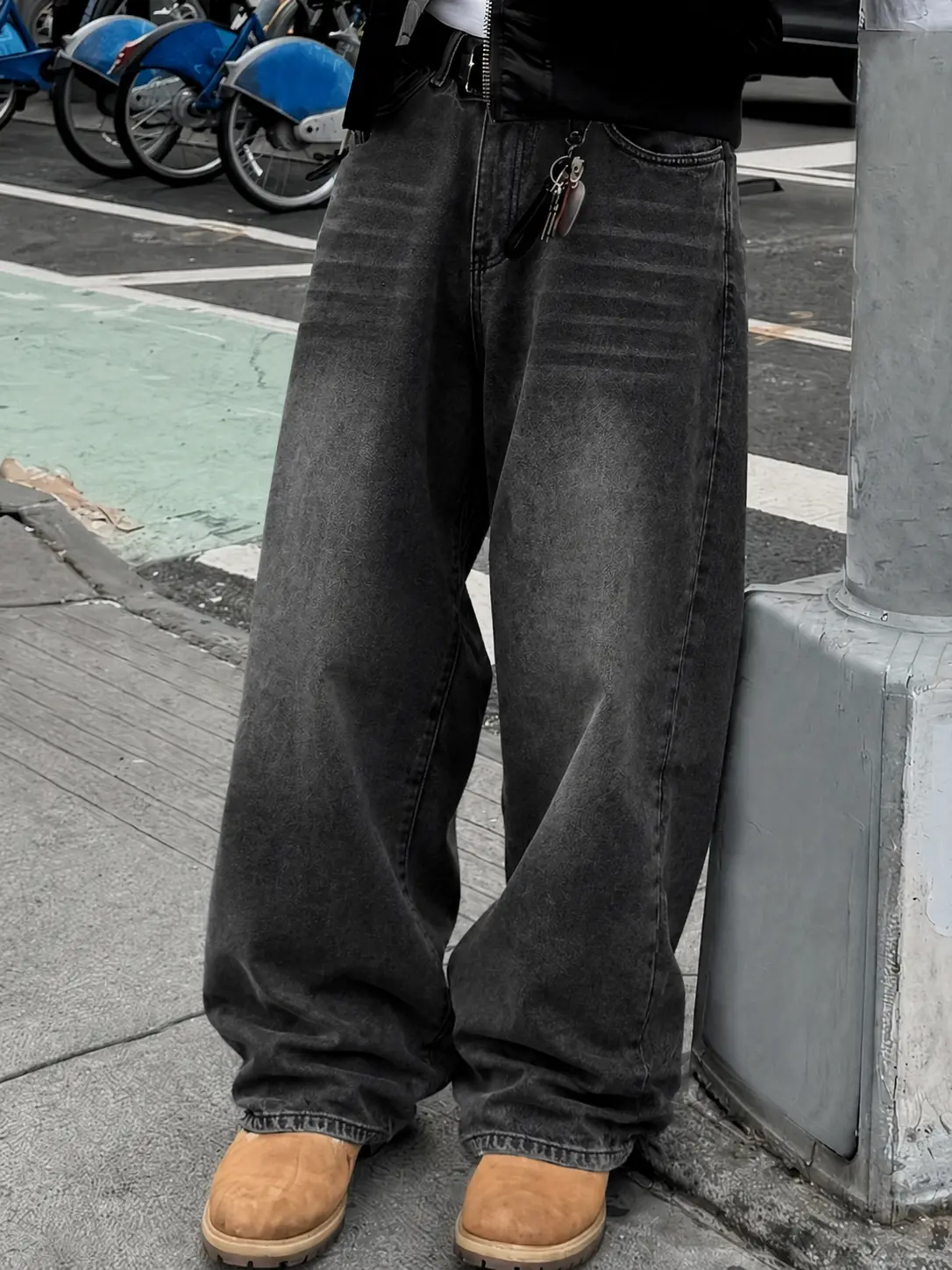 Baggy Wide Leg Jeans for Men and Women, Casual Fashion Streetwear Denim Pants, Low Rise Loose Fit Y2K Skater Jeans, Relaxed Straight Leg Urban Hip Hop Jeans with Pockets for Daily Wear, Vintage Grunge Style Denim Trousers Pants for US Outfits, Club Outfit