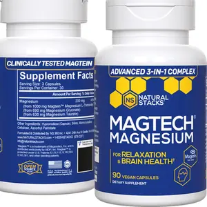 MegTech Magnesium Supplement - Chelated Magnesium Complex - 3 Forms of Magnesium: Magtein Magnesium L-Threonate, Glycinate & Taurate - Supports Relaxation & Brain Health*, 90 Magnesium Capsules
