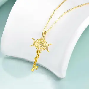 Audinceed Hecate's necklace Moonstone Necklace, Witchtok Collection, Hekate Triple Moon Goddess Pagan Wiccan Magic couple Necklace Pendant Protection Blessed Amulet Jewelry Gift for Women Men