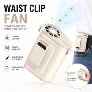 Portable Waist Fan Clip On, Wearable Personal Neck Cooling Fan with [4-Speed] Stepless Airflow, Hands-Free Type-C Rechargeable Belt Fan Under Shirt for Construction Jobsite Outdoor Work Camping Hiking