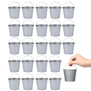 Bulk 48 Pc. Mini Silver Metal Pails