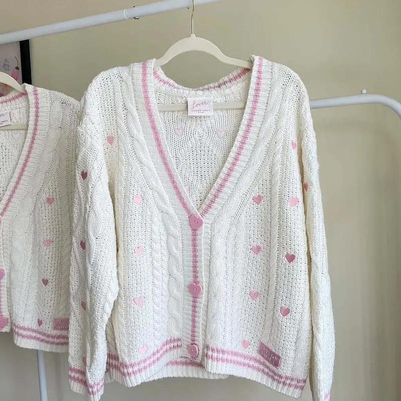 Comfortable New Women's Sweet Heart Lover Sweater Knitted Cardigan Versatile Wool for Daily Wear, Great for Layering in Cooler Weather, Provides Soft Skin Friendly Comfort, Must Have Fashion Piece for You