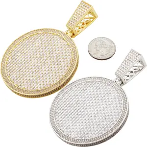 14k Yellow/White Gold Plated AAA Cubic Zirconia Circle Pendant