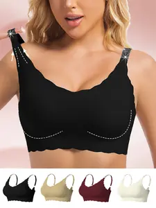 4 Pack Sparkle Strap Seamless Bras - No Underwire, Ultra Comfort, Everyday Support Womenswear