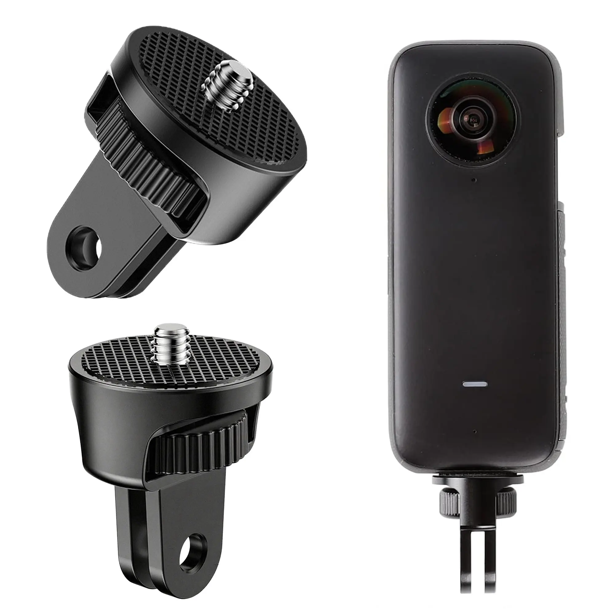 2pcs Sports Action Camera Adapter Mount 1/4 Fixed Base, 360 Rotation Adjustable Stand, Camera Accessories for Photography, Compatible with Osmo360/gopro Dji Accessories