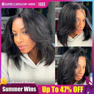 ISEE HAIR Wear Go 9x6 T-Part Layered Cut Bob Yaki Straight Wig Glueless Human Hair – Drawstring Lace Frontal Wig Pre-Cut & Pre-Bleached & Pre-Plucked Hairline & Deep Part Beginner Friendly Vacationhair#gameday outfits#SummerWins#DealsForYouDays