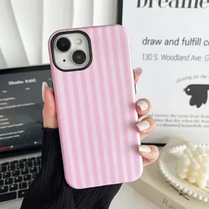 Cute Aesthetic Fashion Striped Pattern MagSafe Phone Case for iPhone 17/16/15/14/13/12/11 Pro Max/Plus, Soft TPU & Hard PC Shockproof Protective Cover for Women
