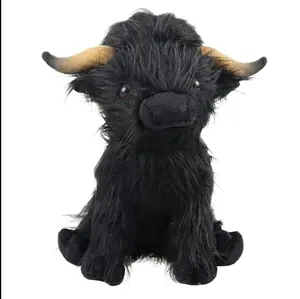 Highland Black Cow Plush Toy, Christmas Gifts, Christmas Decorations, Soft and Comfortable Stuffed Toys for Home Decor, Companion Toy, Creative Birthday & Simulated Gift Options, Cuddly Plush Toys, Lovely Plush Gift, Soft and Cuddly Toys for Kids