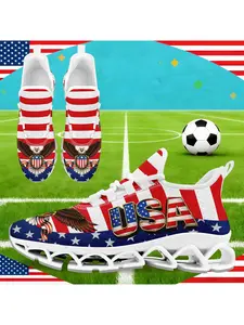 Men's Patriotic US Colors Sports Shoes, Stylish Breathable Blade Sneakers, Comfortable All-Day Wear Casual Walking Shoes