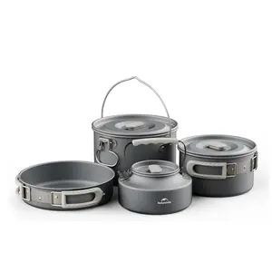 Camping Cookware Set Mess Kit for Backpacking Gear, Camp Cooking Set, Camping Pots and Pans Set for Outdoor Backpacking Camping Hiking Picnic