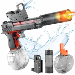 Electric Water Blaster Toy with LED Light Effects, Rechargeable Automatic Water Sprayer with Large Capacity Drum for Pool Beach Backyard Play