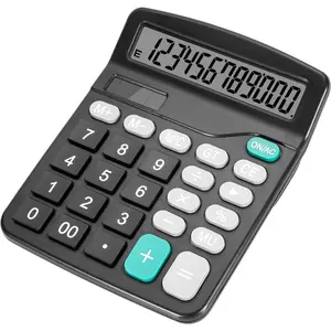Desktop Calculator with Big Buttons, Dual Power Source, Solar and , Large Display Screen -  for Office, Teachers, and Students (Black)