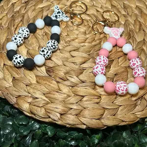 Cow Bead Wrist Key Holder