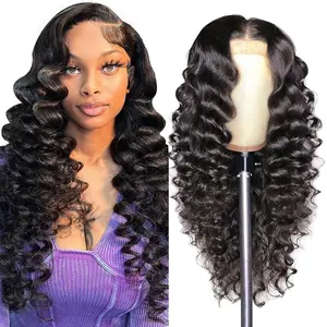 13x4 Black Deep Wave Lace Front Wigs Human Hair Wigs 180% Density For Black Women