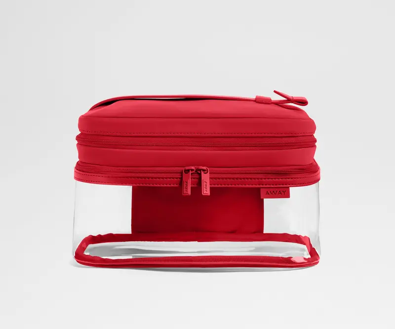 Clear Cosmetic Case in Cherry Red