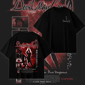 Devil May Cry 3 Vengence Graphic Unisex Casual Tee Acid Washed, Dark Fantasy Game Merch, Vintage Washed Video Game T-Shirt, Oversized Gamer Fashion Apparel, Viral Game Shirt for Men & Women Fans