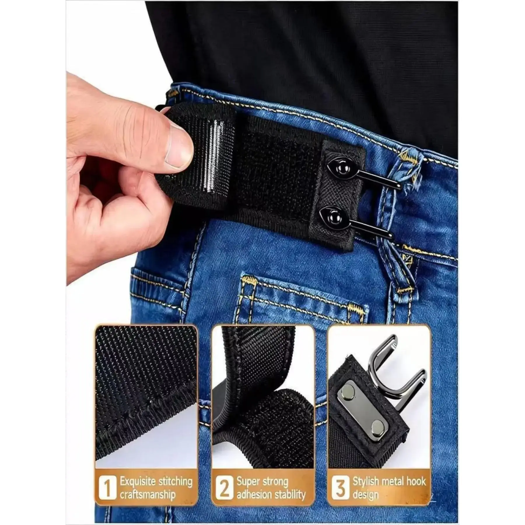 Adjustable Iron Hook Lazy Belt with Velcro, Elastic Unisex Magic Belt for Casual Use, Convenient and Easy to Wear, Casual Web Belt