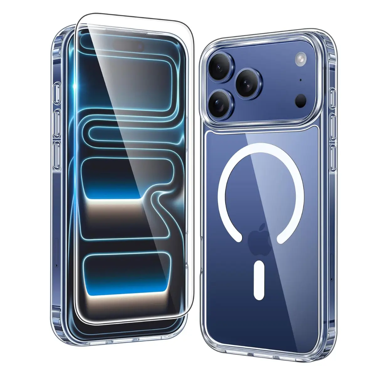 IPhone 17 Pro-Max Case: Magnetic Transparent Phone Cases with Screen Protector Slim Military Grade Drop Protection Rugged Shockproof Protective Cell Phone Cover (Clear)