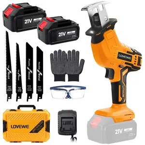 LOVEWE 21V Cordless Reciprocating Saw - All-in-One Kit with 2 Batteries, 4 Blades | 3500 SPM for Powerful Cutting in Wood, Metal, PVC | The Perfect DIY Gift