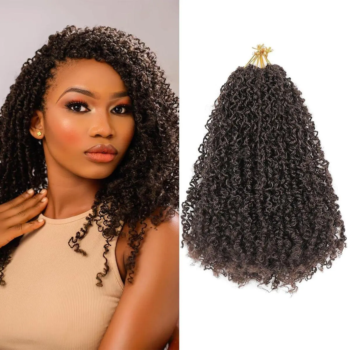 Pre Looped Yanky Twist Crochet Hair 12 Inch 8 Packs Dark Brown 4# Fluffy Spring Mini Twist Passion Twist Bohemian Synthetic Crochet Braiding Hair