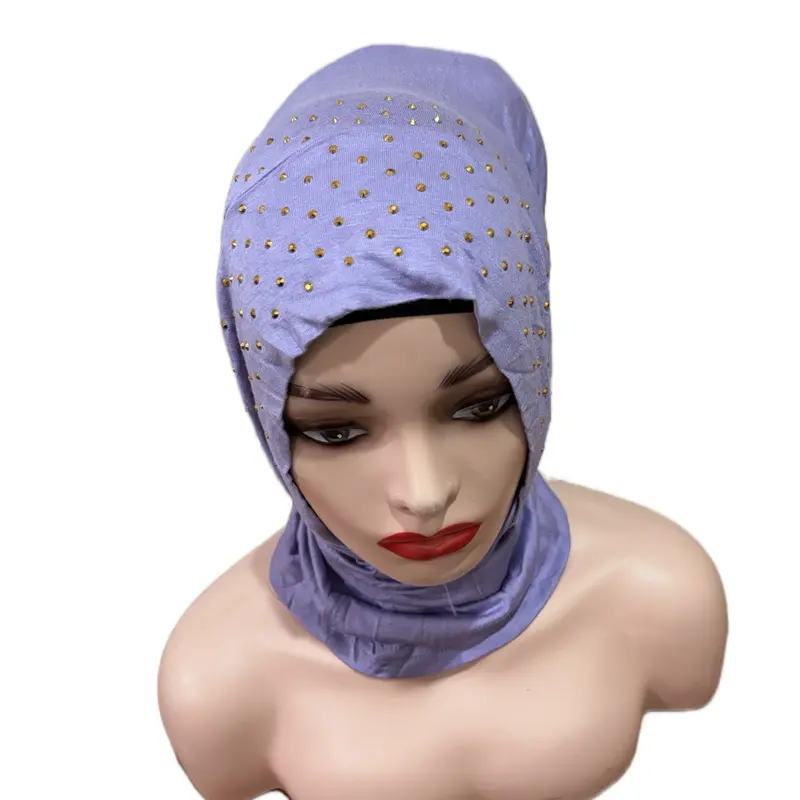 Mini Hijab - Purple with Gold Studs - As Seen in the Image
