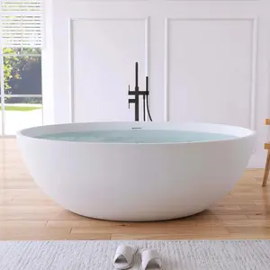 Dowell 67" White Modern Freestanding Solid Surface Deep Soaking Bathtub for Two-BT031 Series