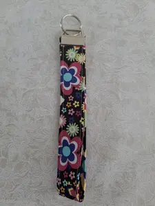 Black Floral Wristlet Keychain