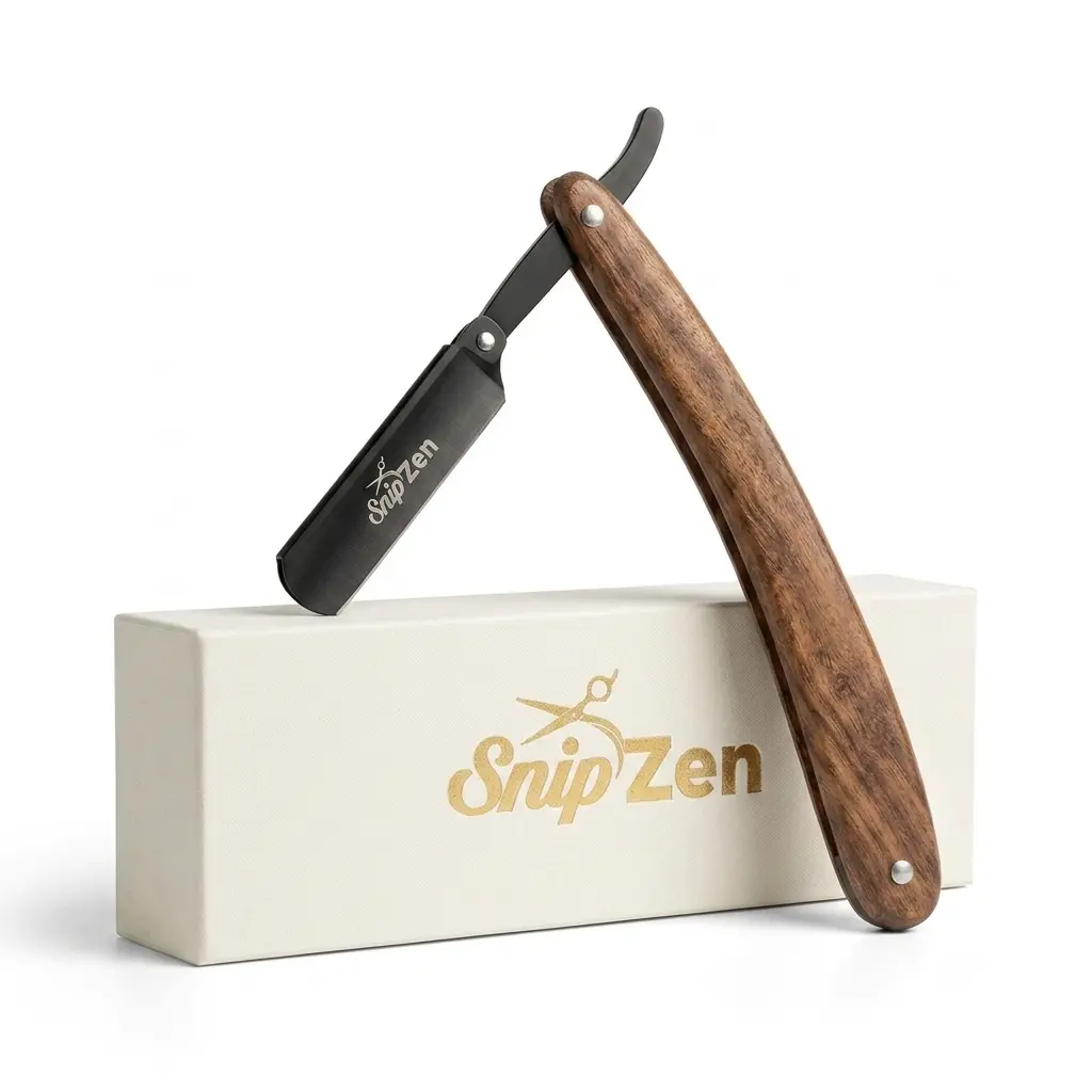 SnipZen Straight Razor for Men - Premium Handcrafted Wood Handle Shaving Tool, Matte Black Steel Blade, razor safety kit, Ideal Gift for Smooth Shaves campingessentials