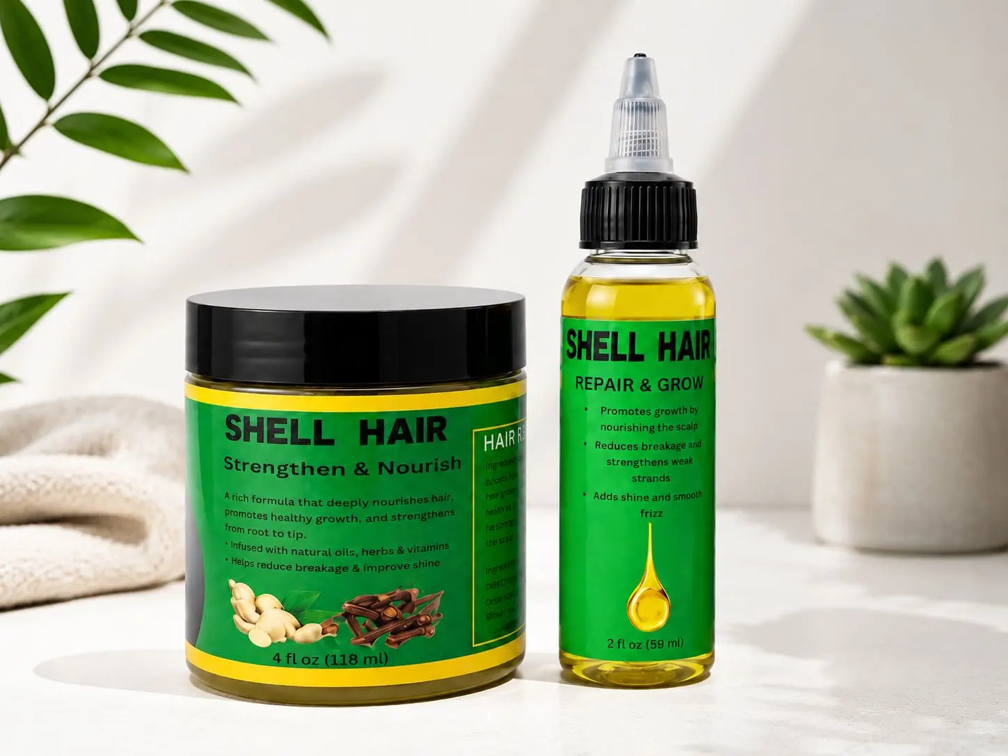 Shell Hair set oil 2 oz and 4 oz Pomade