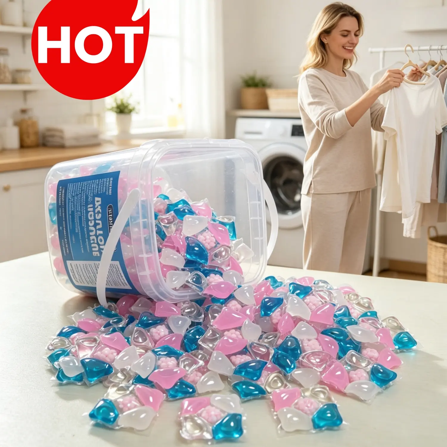 Multi-Function Scented Laundry Gel Beads (5-in-1 Pack,190g/290g/590g Options) - Concentrated Active Ingredients, Low Foam, Easy to Rinse, Soft & Anti-Static, Deep Cleaning Stain Removal, Maintains Freshness, Household Items for Laundry Room
