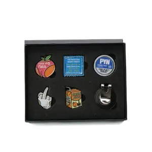 Golf Ball Marker Set - 5 Magnetic Golf Ball Markers with Hat Clip (Explicit)