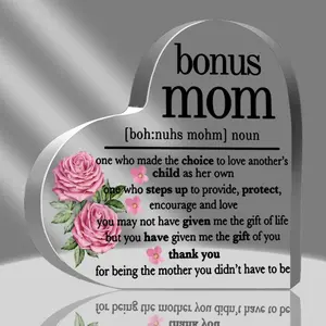 Gifts for Bonus Mom, Birthday Gifts for Step Mom, Mother's Day Christmas Thanksgiving Present, Acrylic Decoration Sign Plaque, Acrylic Desktop Decoration