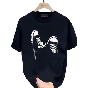 Summer New Simple Printed T-shirt Short Sleeves Round Neck Breathable Cotton Fabric Top Womenswear Day Soft Thick Tshirt Streetwear Crewneck Casual Shortsleeve Basic Fitted Minimalist Graphic Tee Boxy Fit Shirt Baggy Shirt Guys New Summer Clothes