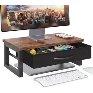 Computer Monitor Stand Riser with Drawer 2-Tier Desk Accessories & Workspace Organizers Laptop Stand for Desk with Storage Office Organization Wood