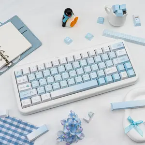 COOMICKEY Ergonomic Keycaps Set 145 Keys PBT Dye Sublimation Snowman Shape Blue Custom Keycap for 61/64/87/104/108 Cherry MX Switches ISO ANSI Layout Mechanical & Gaming Keyboard