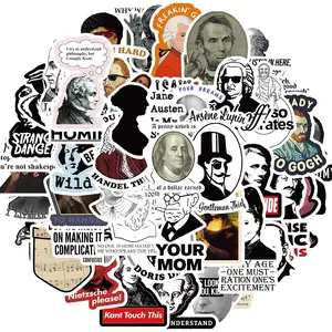 Funny History Sticker, 50pcs/set History Nerd Sticker, History Sticker for Students, Teachers, Decorative Sticker for Water Bottles, Laptop, Phone, Ornaments