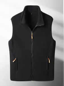 Men's Fleece Vest Jacket, Waistcoat Vest, Full Zip Stand Collar Sleeveless Sports Shirt, Lightweight Outdoor Casual Top, Ideal for Hiking and Daily Wear