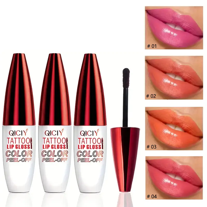 4 Pack Peel Off Liquid Lipstick Set Makeup Long Lasting Waterproof Peel Off Lip Glossy Easy To Apply Moisturizing Lip Tint For All Skin Types Cosmetic
