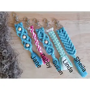 Basic 3mm Fiber Art Keychains, Macrame Keychains, Beaded Macrame Keychains, Boho Keychains, Handmade Gift Ideas