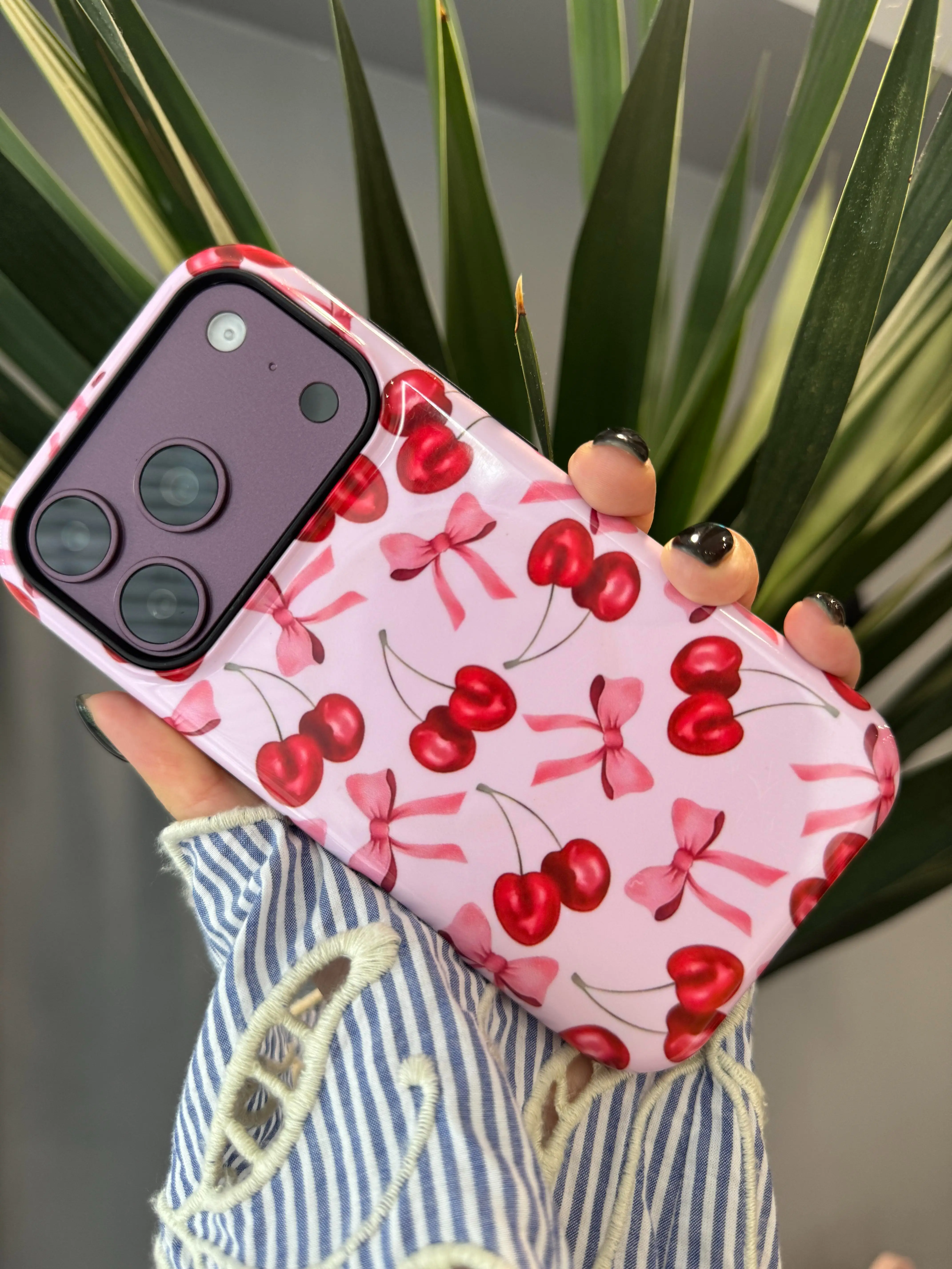 Labzone for iPhone 18 17 16 15 14 13 Magnetic Phone case - Protective Cover for Apple Phones 17 Air,  Cherry & Bow Design Case [Applicable to Magsafe]